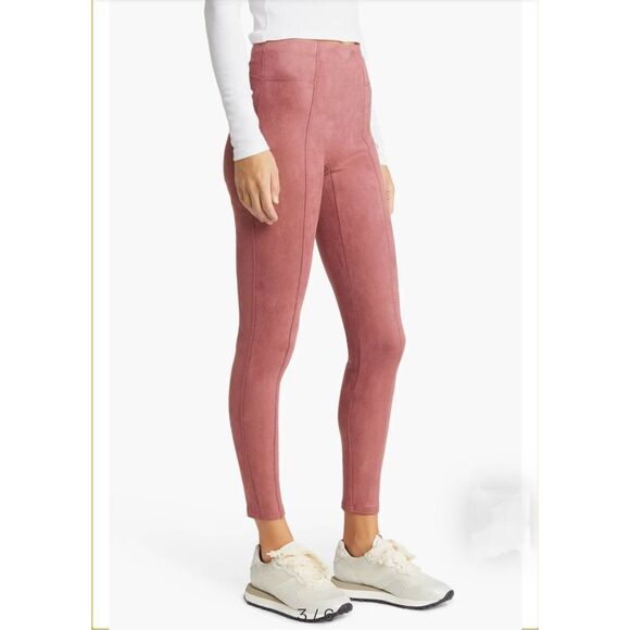 New! SPANX Rich Rose High Waist Faux Suede Leggings - Picture 2 of 10